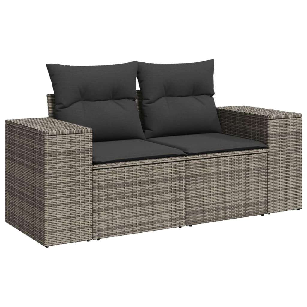 6-tlg. Garten-Sofagarnitur mit Kissen Hellgrau Poly Rattan