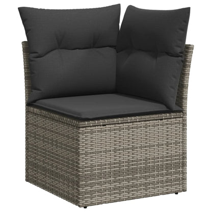 6-tlg. Garten-Sofagarnitur mit Kissen Hellgrau Poly Rattan