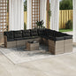 11-tlg. Garten-Sofagarnitur mit Kissen Hellgrau Poly Rattan