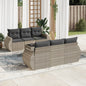 7-tlg. Garten-Sofagarnitur mit Kissen Hellgrau Poly Rattan