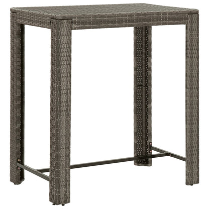 7-tlg. Gartenbar-Set mit Kissen Grau Poly Rattan