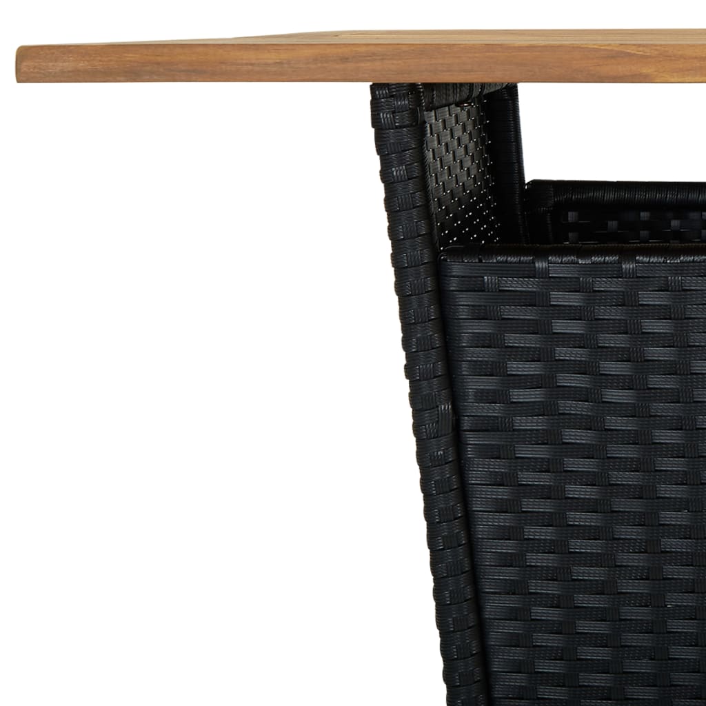 5-tlg. Gartenbar-Set mit Kissen Schwarz Poly Rattan