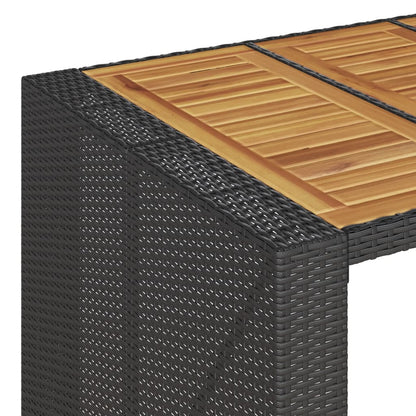 7-tlg. Gartenbar-Set mit Kissen Schwarz Poly Rattan