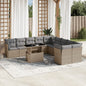 11-tlg. Garten-Sofagarnitur mit Kissen Beige Poly Rattan