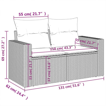 5-tlg. Garten-Sofagarnitur mit Kissen Hellgrau Poly Rattan