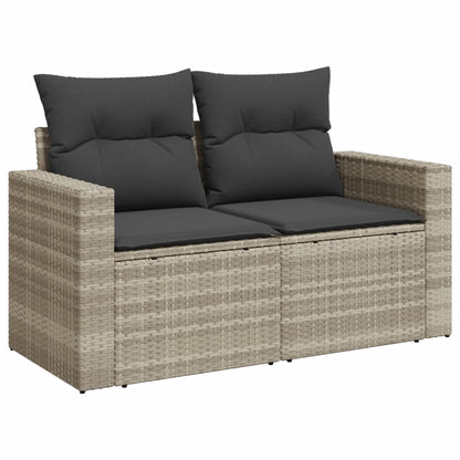 5-tlg. Garten-Sofagarnitur mit Kissen Hellgrau Poly Rattan