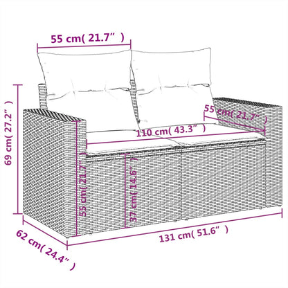 6-tlg. Garten-Sofagarnitur mit Kissen Hellgrau Poly Rattan