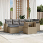 7-tlg. Garten-Sofagarnitur mit Kissen Beige Poly Rattan