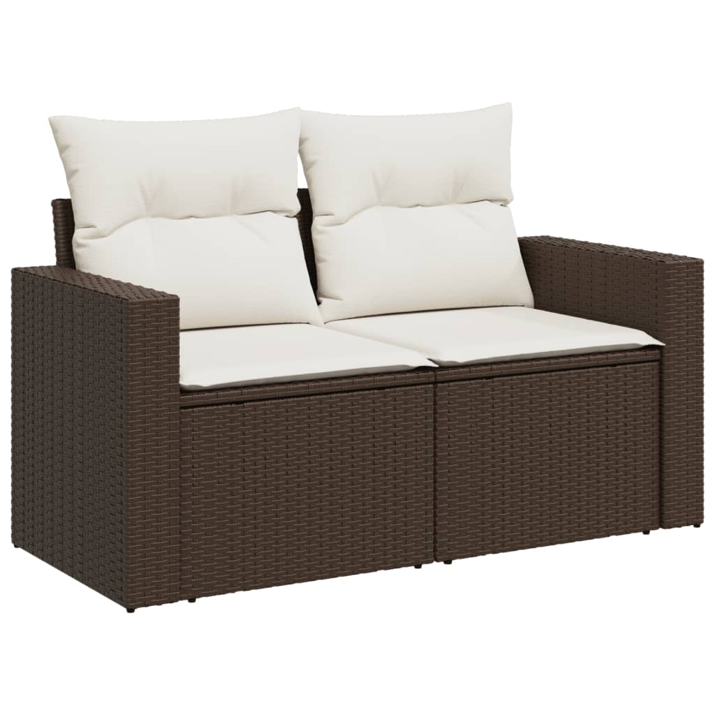 8-tlg. Garten-Sofagarnitur mit Kissen Braun Poly Rattan