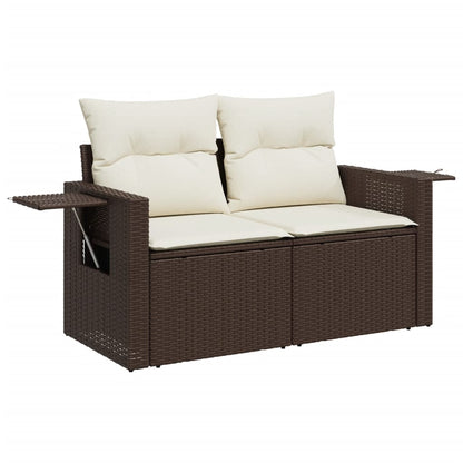 8-tlg. Garten-Sofagarnitur mit Kissen Braun Poly Rattan