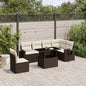 7-tlg. Garten-Sofagarnitur mit Kissen Braun Poly Rattan