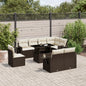 9-tlg. Garten-Sofagarnitur mit Kissen Braun Poly Rattan