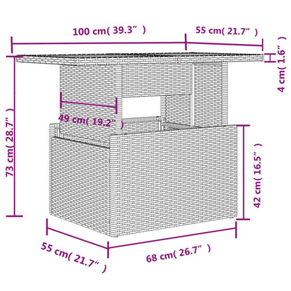 7-tlg. Garten-Sofagarnitur mit Kissen Hellgrau Poly Rattan