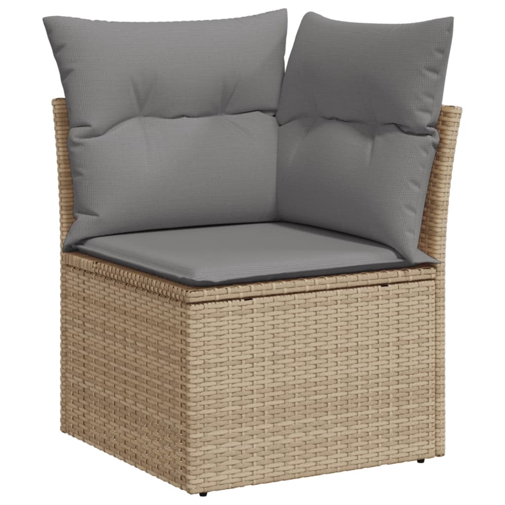 5-tlg. Garten-Sofagarnitur mit Kissen Beige Poly Rattan