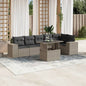 7-tlg. Garten-Sofagarnitur mit Kissen Hellgrau Poly Rattan