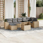 8-tlg. Garten-Sofagarnitur mit Kissen Beige Poly Rattan