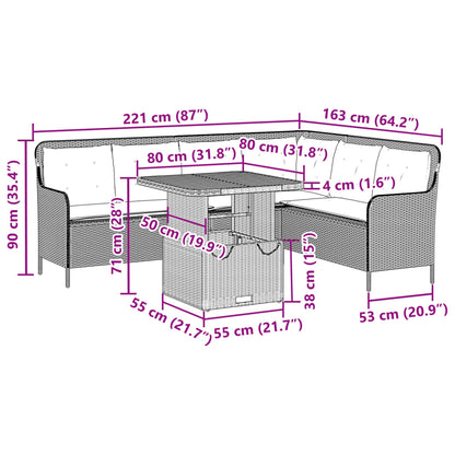 2-tlg. Garten-Sofagarnitur mit Auflagen Poly Rattan Grau