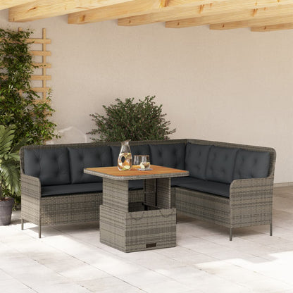 2-tlg. Garten-Sofagarnitur mit Auflagen Poly Rattan Grau