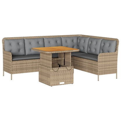 2-tlg. Garten-Sofagarnitur mit Kissen Beige Poly Rattan