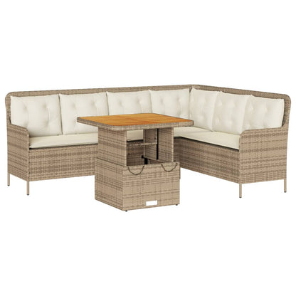 2-tlg. Garten-Sofagarnitur mit Kissen Beige Poly Rattan