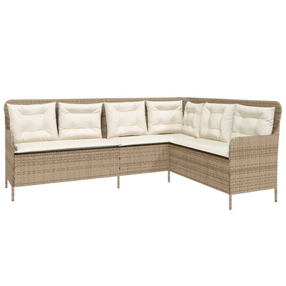 2-tlg. Garten-Sofagarnitur mit Kissen Beige Poly Rattan