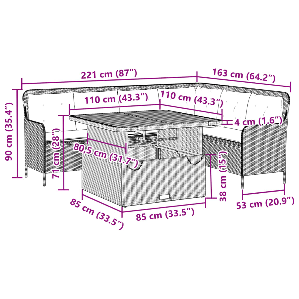 2-tlg. Garten-Sofagarnitur mit Auflagen Schwarz Poly Rattan