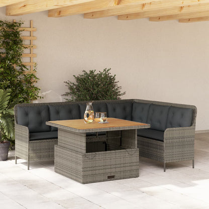 2-tlg. Garten-Sofagarnitur mit Auflagen Poly Rattan Grau