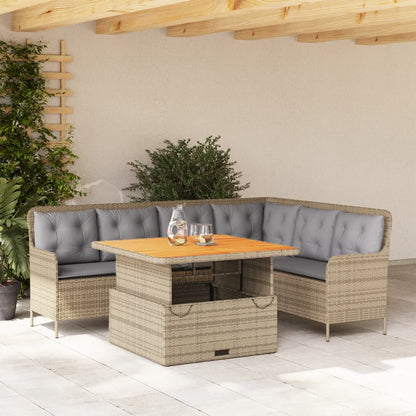 2-tlg. Garten-Sofagarnitur mit Kissen Beige Poly Rattan