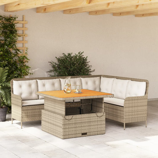 2-tlg. Garten-Sofagarnitur mit Kissen Beige Poly Rattan