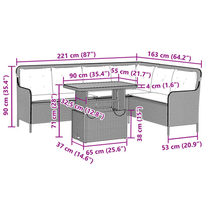 2-tlg. Garten-Sofagarnitur mit Auflagen Schwarz Poly Rattan