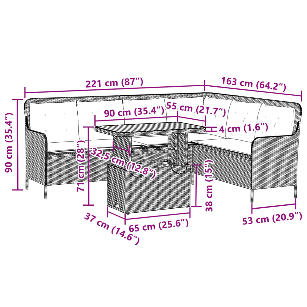 2-tlg. Garten-Sofagarnitur mit Auflagen Poly Rattan Grau