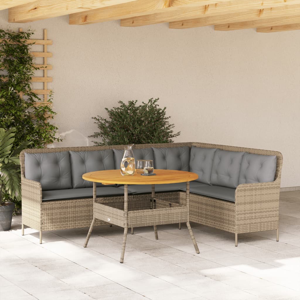 2-tlg. Garten-Sofagarnitur mit Kissen Beige Poly Rattan