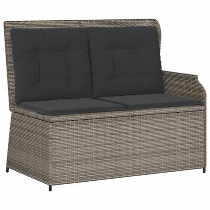 3-tlg. Garten-Lounge-Set mit Kissen Grau Poly Rattan