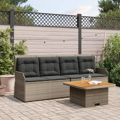 3-tlg. Garten-Lounge-Set mit Kissen Grau Poly Rattan