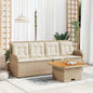 3-tlg. Garten-Lounge-Set mit Kissen Beige Poly Rattan