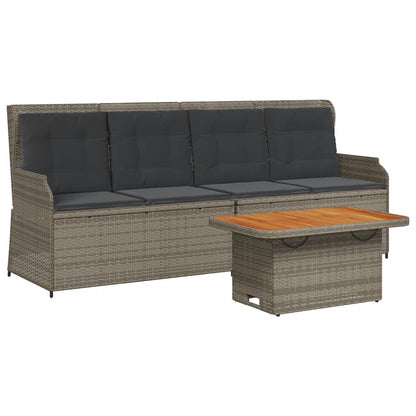 3-tlg. Garten-Lounge-Set mit Kissen Grau Poly Rattan