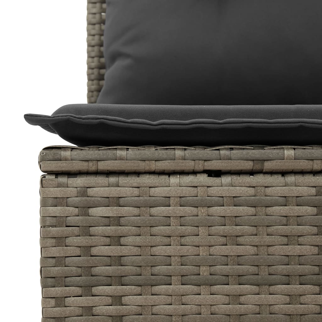 3-tlg. Garten-Lounge-Set mit Kissen Grau Poly Rattan