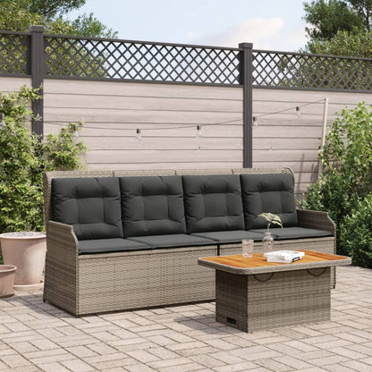 3-tlg. Garten-Lounge-Set mit Kissen Grau Poly Rattan