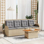 3-tlg. Garten-Lounge-Set mit Kissen Beige Poly Rattan