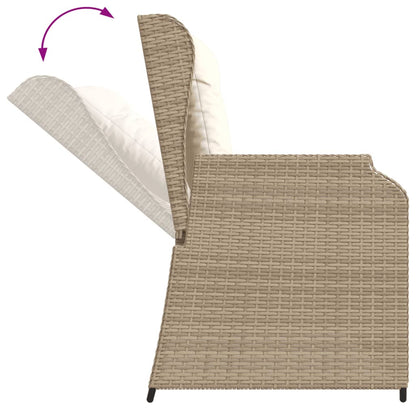 3-tlg. Garten-Lounge-Set mit Kissen Beige Poly Rattan