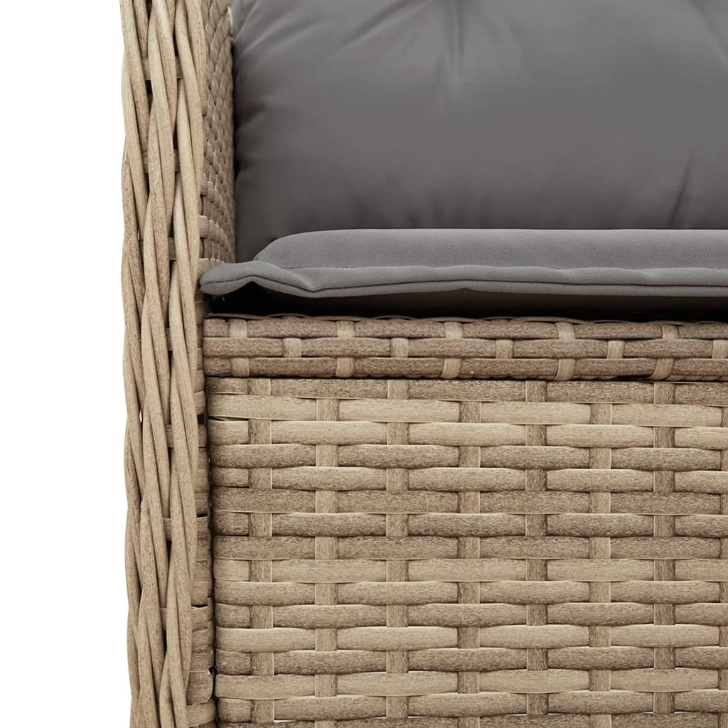 5-tlg. Garten-Lounge-Set mit Kissen Beige Poly Rattan