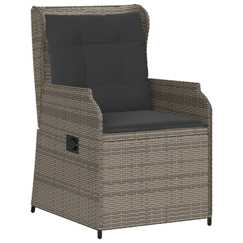 5-tlg. Garten-Lounge-Set mit Kissen Grau Poly Rattan