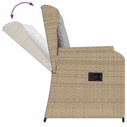 5-tlg. Garten-Lounge-Set mit Kissen Beige Poly Rattan