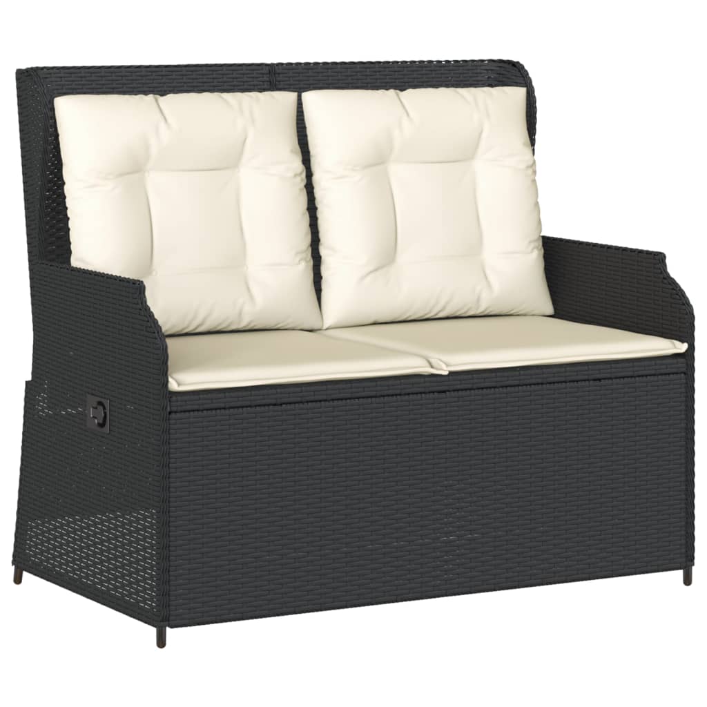 3-tlg. Garten-Lounge-Set mit Kissen Schwarz Poly Rattan