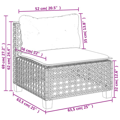 5-tlg. Garten-Sofagarnitur mit Kissen Grau Poly Rattan