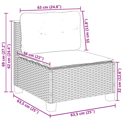 7-tlg. Garten-Sofagarnitur mit Kissen Schwarz Poly Rattan