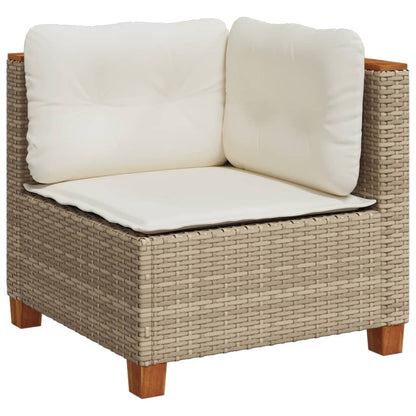 4-tlg. Garten-Sofagarnitur mit Kissen Beige Poly Rattan