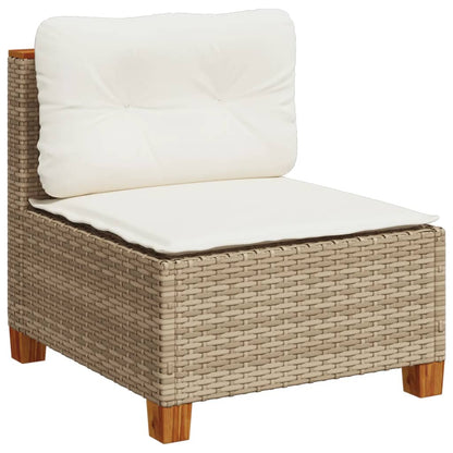 4-tlg. Garten-Sofagarnitur mit Kissen Beige Poly Rattan