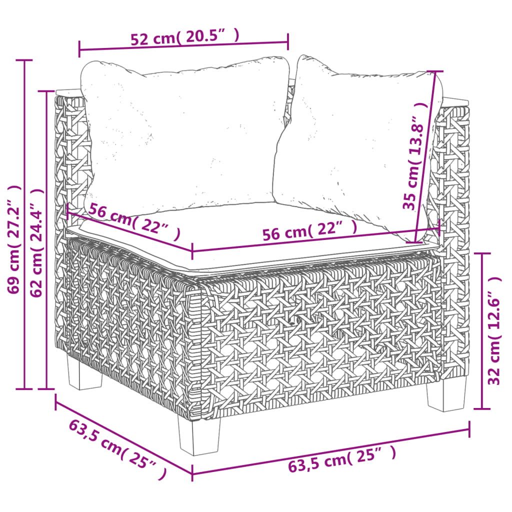 4-tlg. Garten-Sofagarnitur mit Kissen Grau Poly Rattan