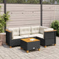 5-tlg. Garten-Sofagarnitur mit Kissen Schwarz Poly Rattan